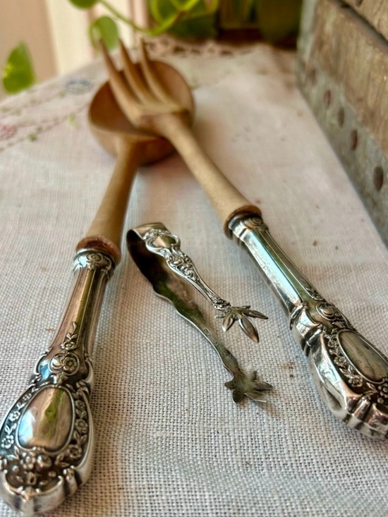Antique Other - Antique Sterling Handle and Tong Serving Set